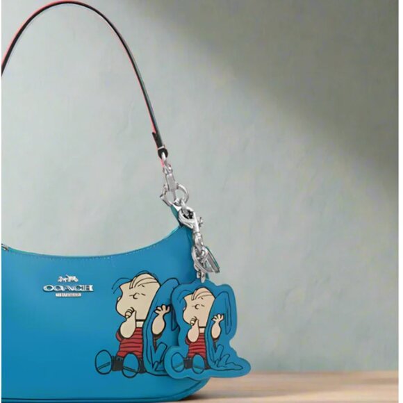 Coach x Peanuts 2025 Linus Leather Bag Charm Keychain CBG56 75th Anniversary - Picture 6 of 9